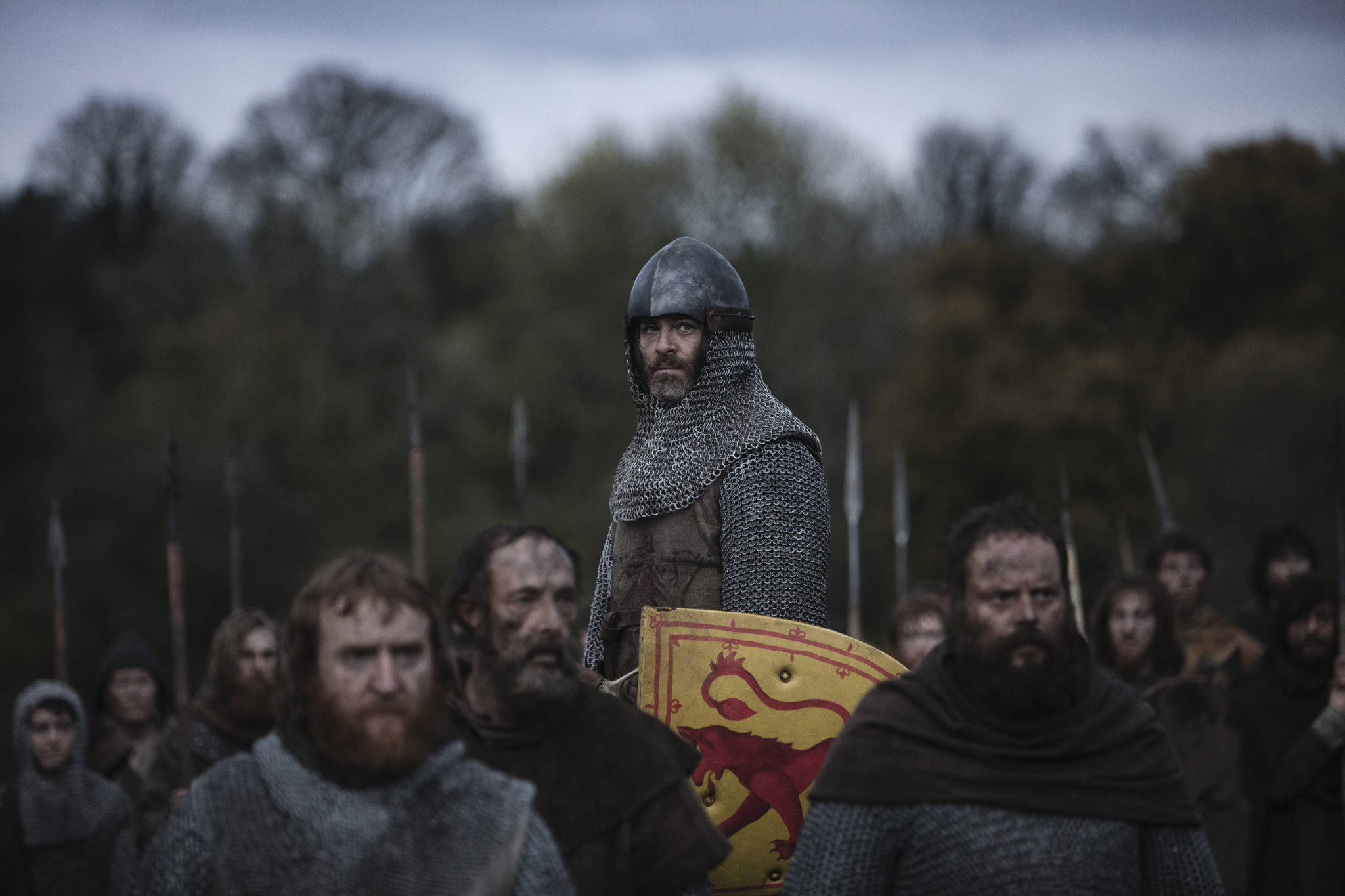 At times, the actors in Outlaw King are hard to tell apart under the mud, furs, 
and filthy mullets. Courtesy Netflix