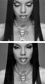 Rah Digga strikes a Lauryn Hill pose.