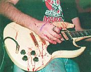 In the name of blood: Kurt Bloch never lets a little cut get in the way of a Fastbacks show.