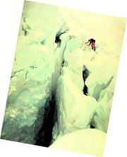 Dr. Bezruchka crossing Everest's Khumbu icefall.