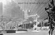 The World of Tomorrow, shown in the postcard above, bears a striking resemblance to Rem Koolhaas' design for a new downtown library.