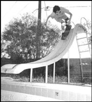 Slip 'n Slide: JFA's Brian Brannon at Arizona's famed 7-to-Life pool, circa '88.