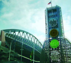 Seahawks Stadium seats 67,000?just 600 more than the Kingdome, which was deemed too small by team owner Paul Allen.