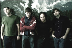 Death Cab for Cutie gets back(drop) to nature: from left, Nick Harmer, Christopher Walla, Michael Schnorr, and Ben Gibbard.