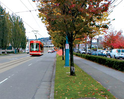 The trolley that would connect the South Lake Union neighborhood with Westlake Mall downtown, as envisioned rolling down Fairview Avenue North.