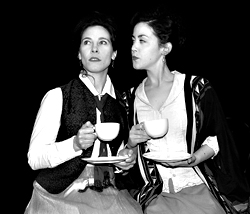 Detestable girl! But I require tea! Repep, left, and Lass, as Stoppard's Cecily and Gwendolyn.