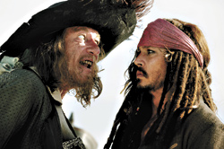 Seasick: Rush (left) and Depp.