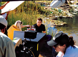 Leo gets ready for his carbon-free closeup.