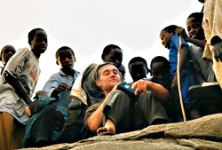 Steidle with the refugees of Darfur.