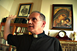 Father Joseph Benson leads the Catholic parish visited by Seattle Presbyterians.