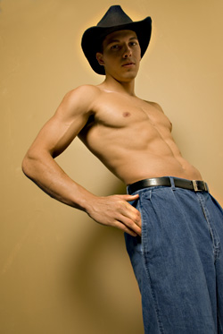Will Ryder of Centerfolds: Nothing says sexy cowboy like pleated denim pants.