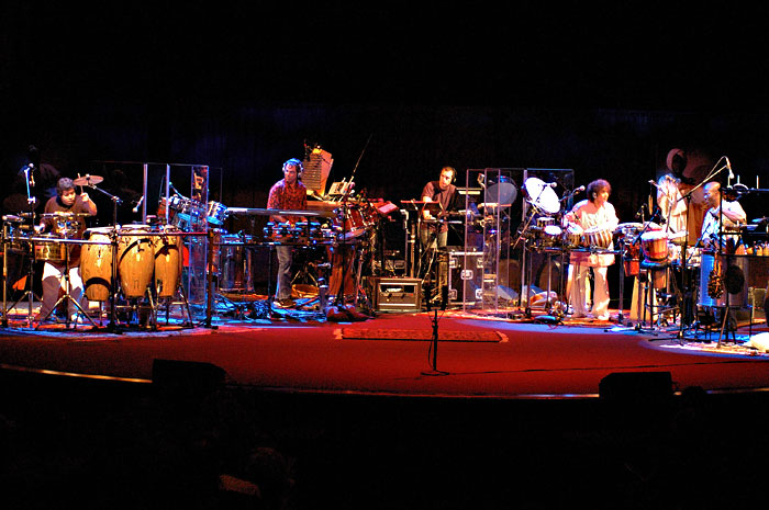 Global warm-up:Mickey Hart and company onstage.