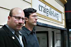 Craigslist creator Craig Newmark (left) and CEO Jim Buckmaster are weathering a storm of criticism.