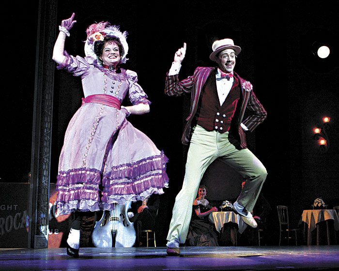 At the Village Theatre: Kathryn Van Meter and Greg McCormick Allen, showboating.