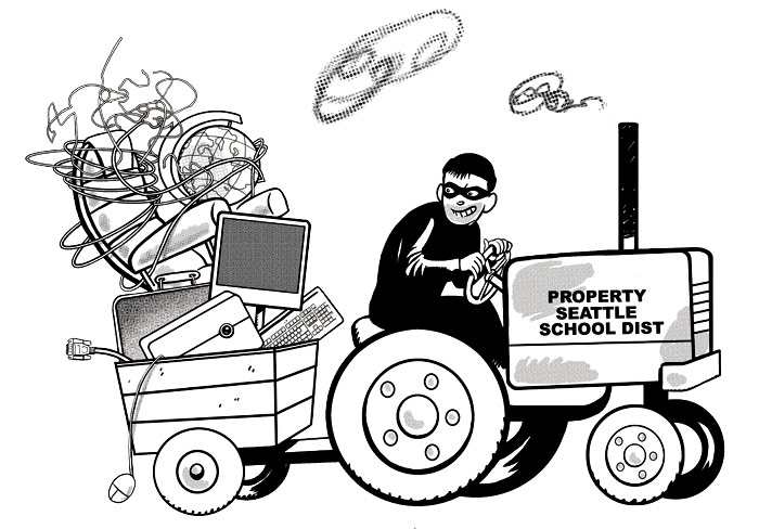 Among the districts missing items: a $34,000 riding mower, an $8,000 TV, and some pricey copper wiring.