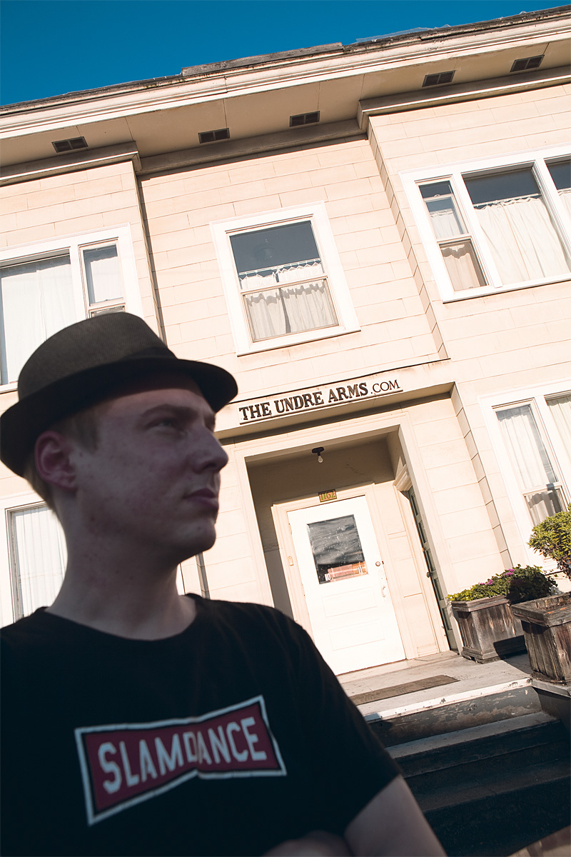 Filmmaker and tenant Tyson Theroux stands in front of The Undre Arms, which has embraced the Internet, but little else in the way of modernity.