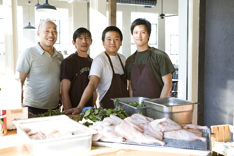 The future is looking bright at Ba Bar: (l-r) Eric Banh (owner), chef Dung (noodle-soup specialist), head chef Chris Michael, and junior chef Tony.