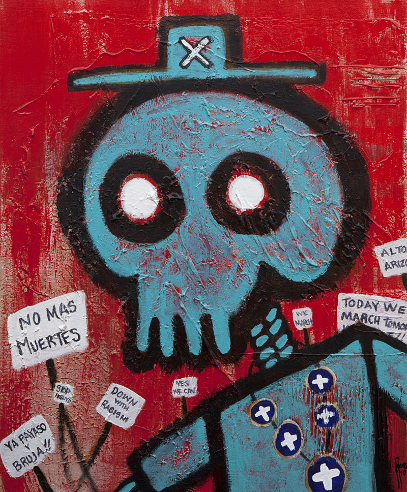 Village Voice Media commissioned artists associated with the Phoenix-based cultural collective Xico to produce these covers; each one is unique to each city. Founded in 1975, Xico is a nonprofit organization that promotes Chicano, Latino, and Native American heritage through the arts. Its programing includes arts classes and workshops for underserved youth, community exhibitions, artist education, printmaking workshops, the valley's oldest Dia de los Muertos/A Celebration of Life festival, and small-venue performances.See every Village Voice Media cover image -- as well as biographicalinformation on the Xico artists -- and more here.