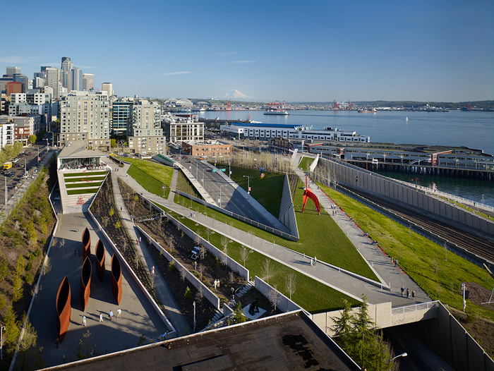 Seattle Art Museum Olympic Sculpture Park. Client, Seattle Art Museum. Photographed 2008_0412© Benjamin Benschneider All Rights Reserved. Usage may be arranged by contacting Benjamin Benschneider Photography. E-mail: bbenschneider@comcast.net or phone 206-789-5973