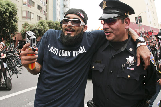 SAN FRANCISCO, CA - OCT 31 : Sergio Romo along McAllister Street during the San Francisco Giants celebration of their World Series Championship on October 31, 2012 in San Francisco, California (Photography by Christopher Victorio for SF Weekly).