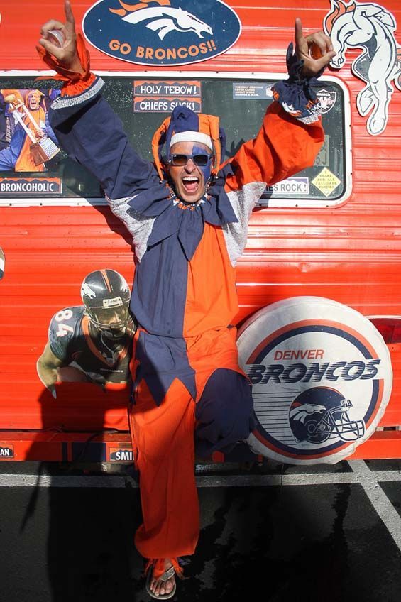For Peyton Manning's regular season debut on September 9, Broncos fans donned blue and orange and accessories to tailgate before the game. And it seems like it might have worked: The Broncos beat the Steelers 31-19. See more Broncos tailgating photos.