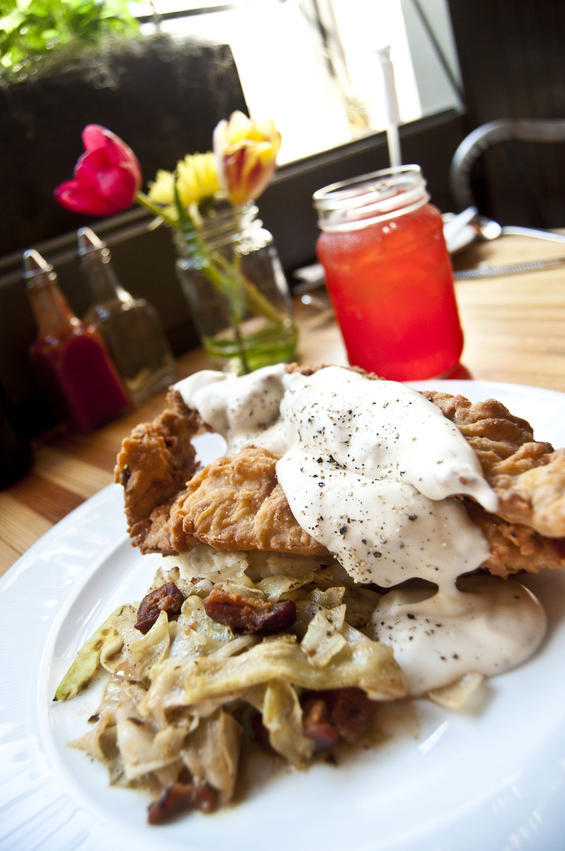 Sometimes steak wishes it were chicken. Chicken fried steak with Kool-Aid from Brooklyn Star in Brooklyn, New York.