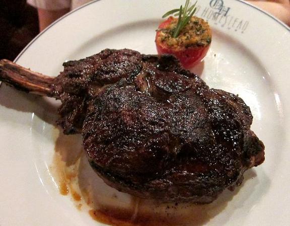 Steak can speak for itself.The Gotham Rib Steak on the Bone, photographed at the The Old Homestead in New York.