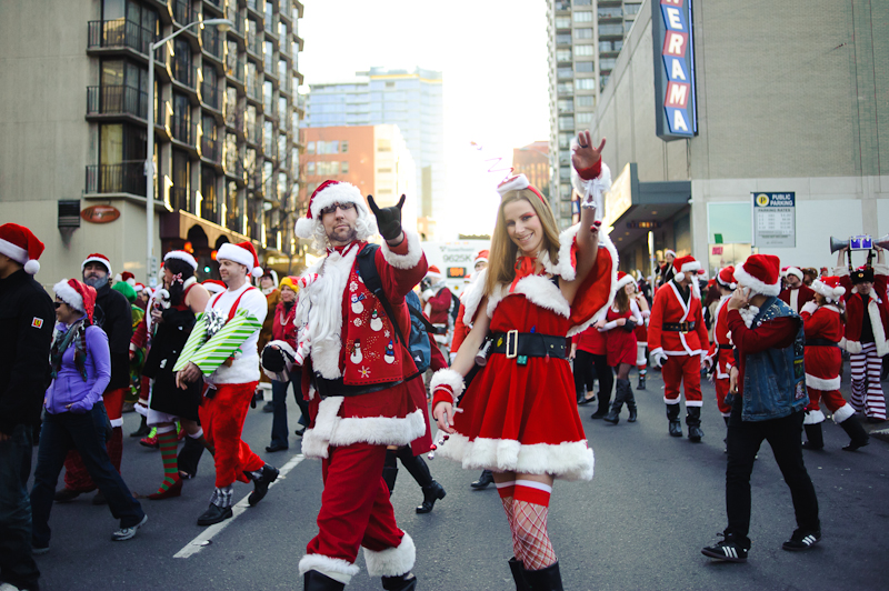 Some santarchists marching along the parade route.