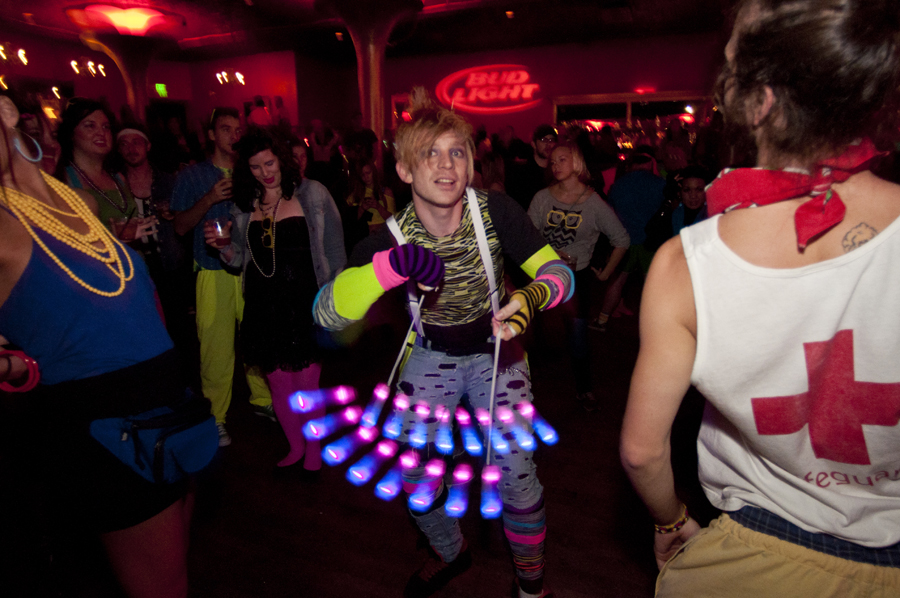 The one raver kid in the whole crowd was doing his thing for a circle of spectators!