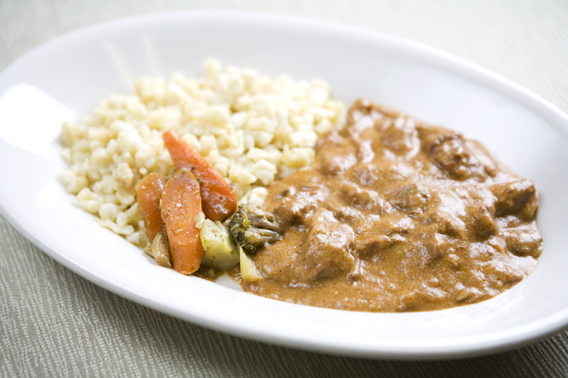 Beef stroganoff with spatzle.