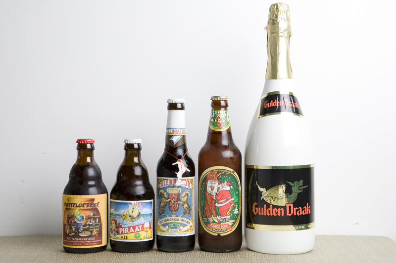 A few of the many imported beers from the case.