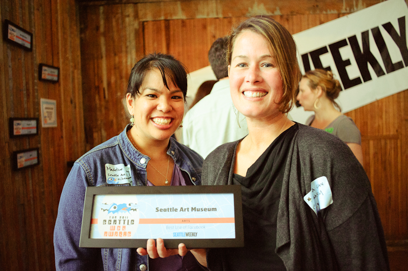 Madeline and Cara accepting for the Seattle Art Museum.