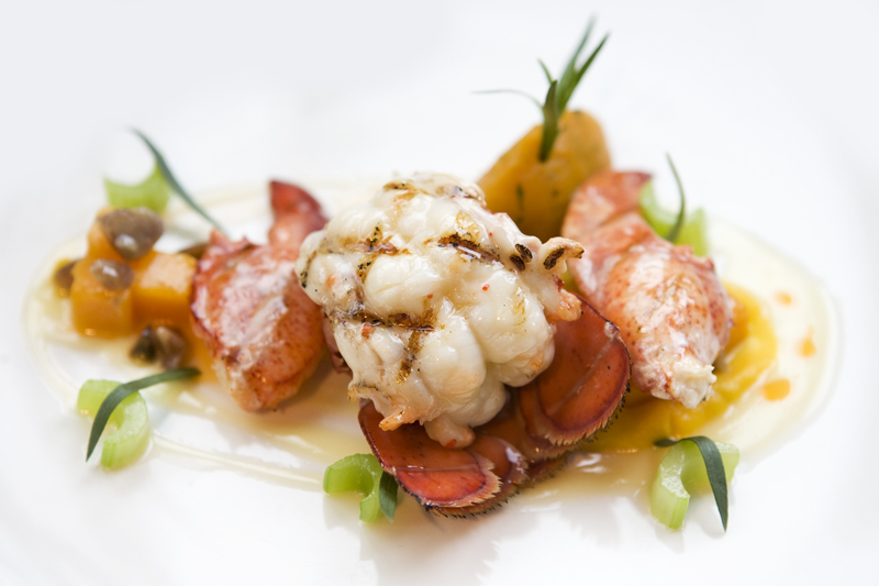 Live Maine Lobster: Butter poached with butternut squash, chestnuts and tarragon.