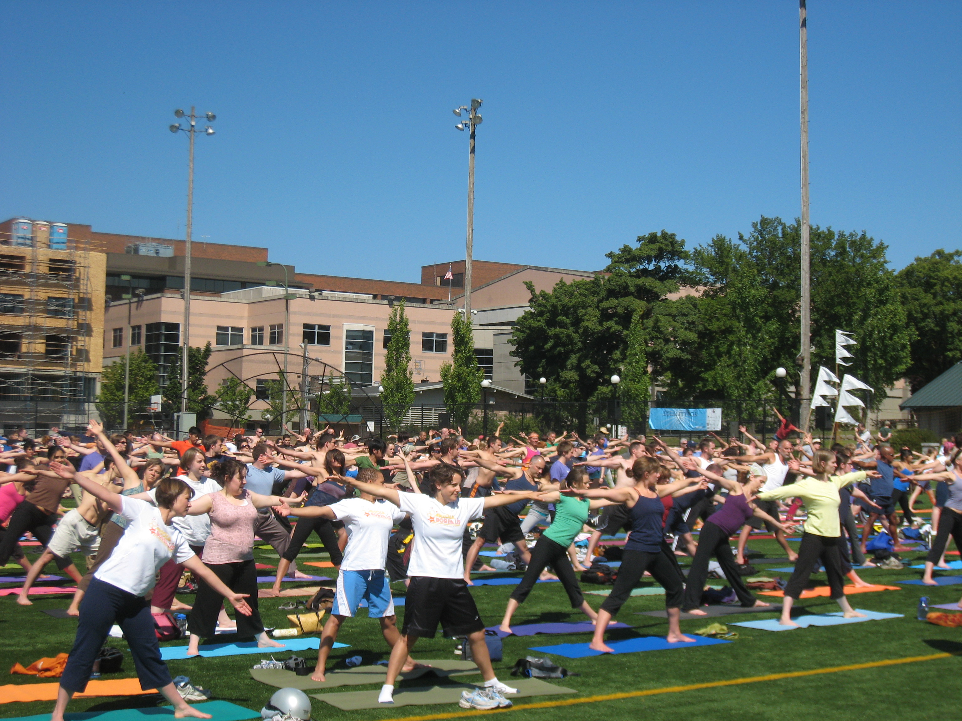 Saturday morning saw several hundred people fill Cal Anderson Park for Equalityoga,