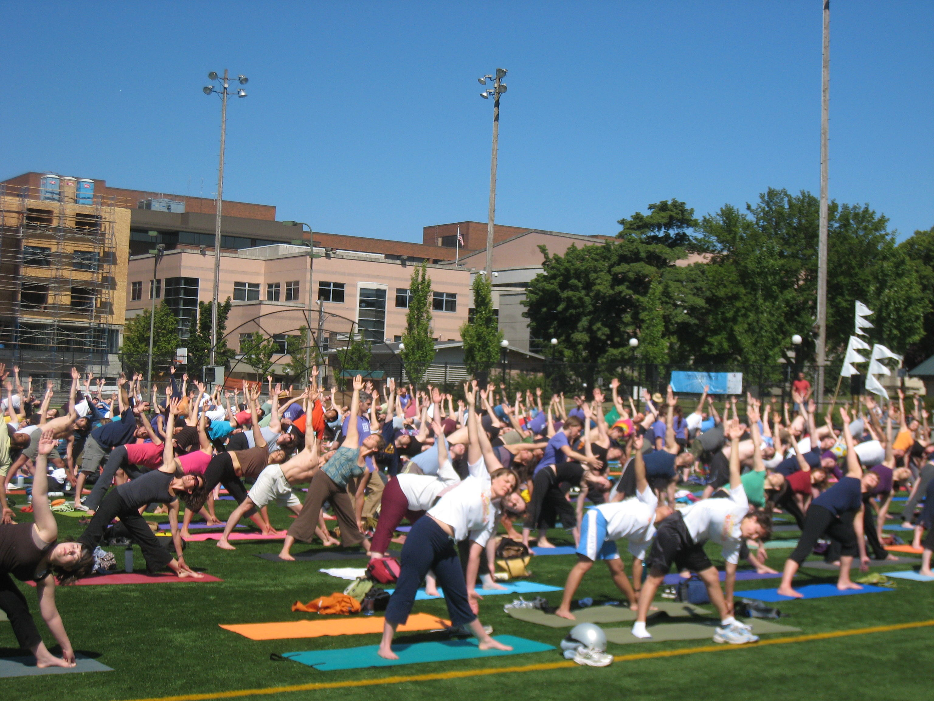 Saturday morning saw several hundred people fill Cal Anderson Park for Equalityoga,