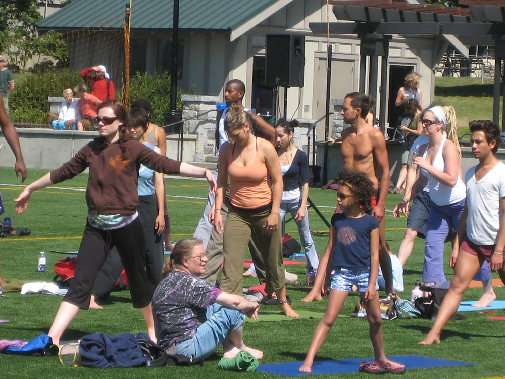 Saturday morning saw several hundred people fill Cal Anderson Park for Equalityoga,