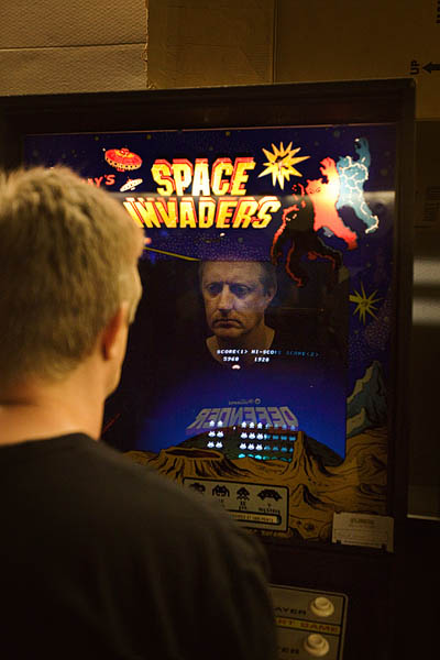 Eric Liddell concentrates on Space Invaders, one of his top games.