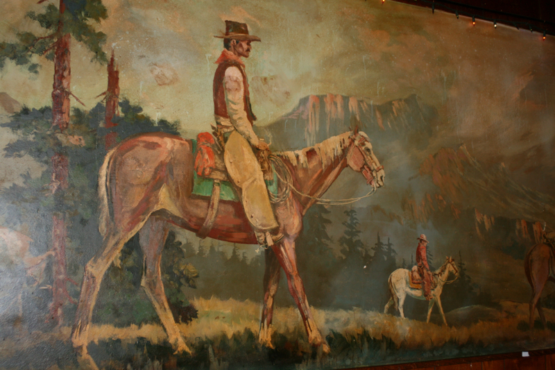 The mural, which depicts cowboys on horseback ambling across the western prairie, is still in great shape considering it lived through the years before the smoking ban. Now owned by the lovely Connie Dunn, The Rimrock is home to the best cup of coffee I've ever had in my life.
