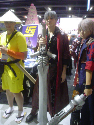 7. The Penny Arcade Expo brings together people and video game characters who might otherwise never play nice, like the cardboard sword samurai and Final FantasyaE™s cloud with a giant ass sword. Ah, diversity.