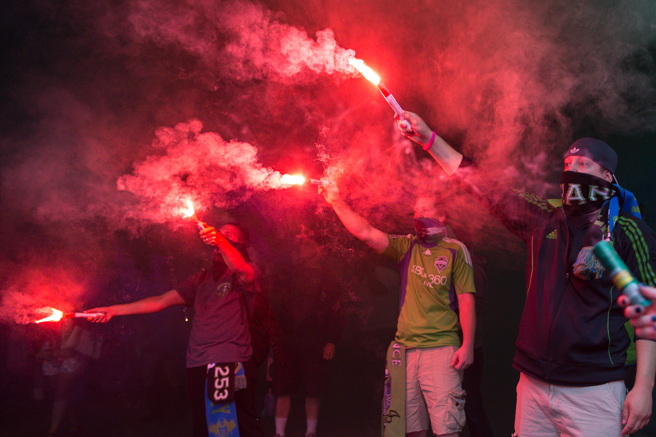 Road flares and smoke bombs were hardly in short supply for the March to the Match.