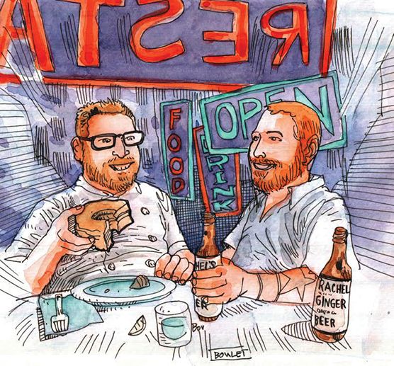 Ethan Stowell and Josh Henderson wash cronuts down with Rachel's Ginger Beer.