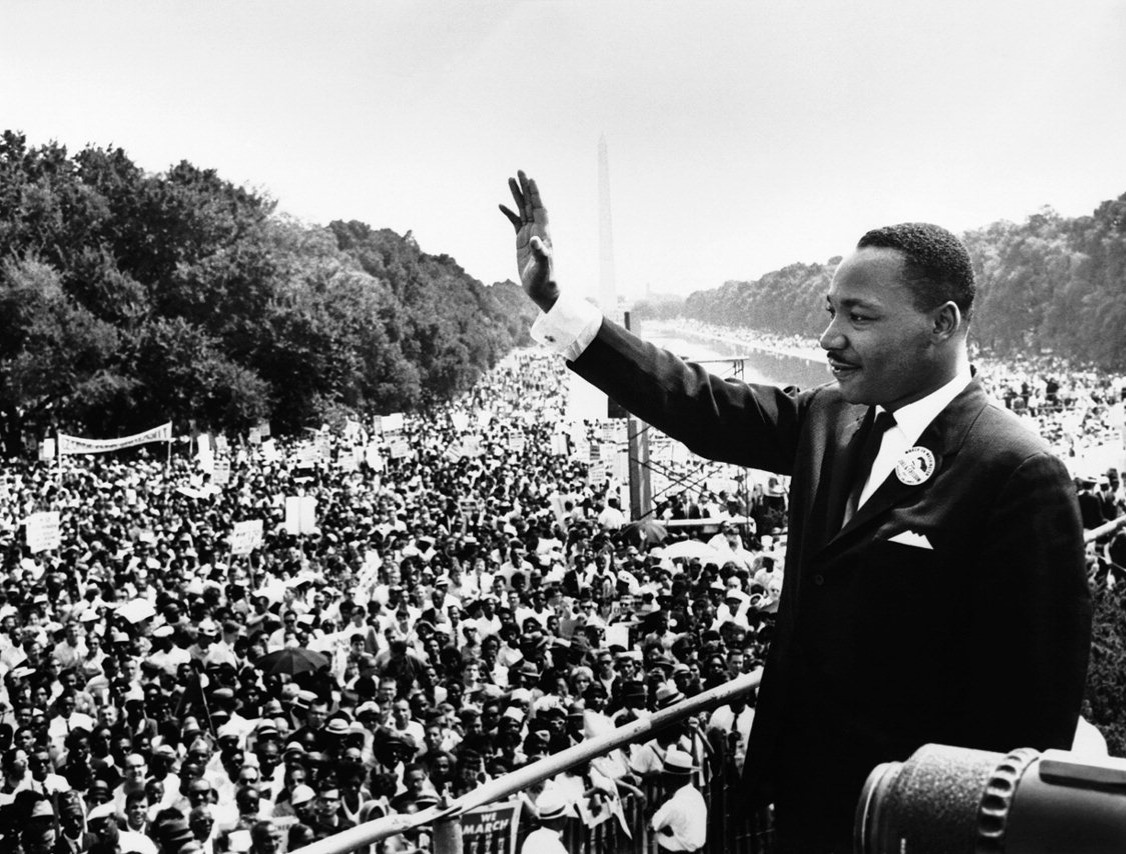 Martin Luther King Jr. on the steps of the Lincoln Memorial where he delivered his “I Have a Dream,” speech on Aug. 28, 1963.