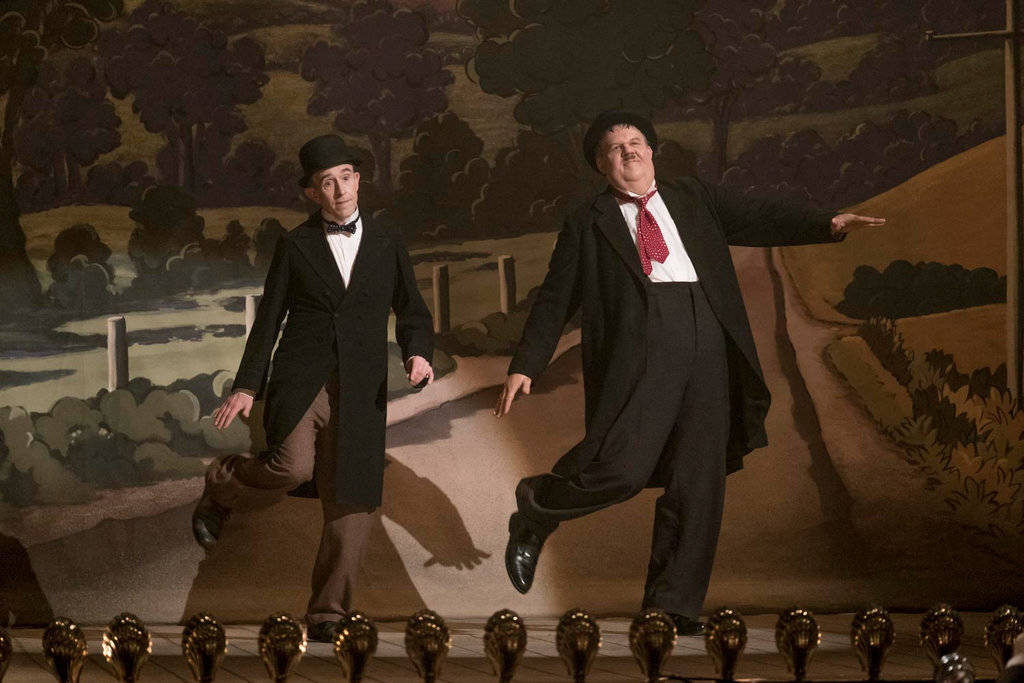 Steve Coogan and John C. Reilly take the stage as Laurel and Hardy. 
Photo by Nick Wall/Sony Pictures Classics
