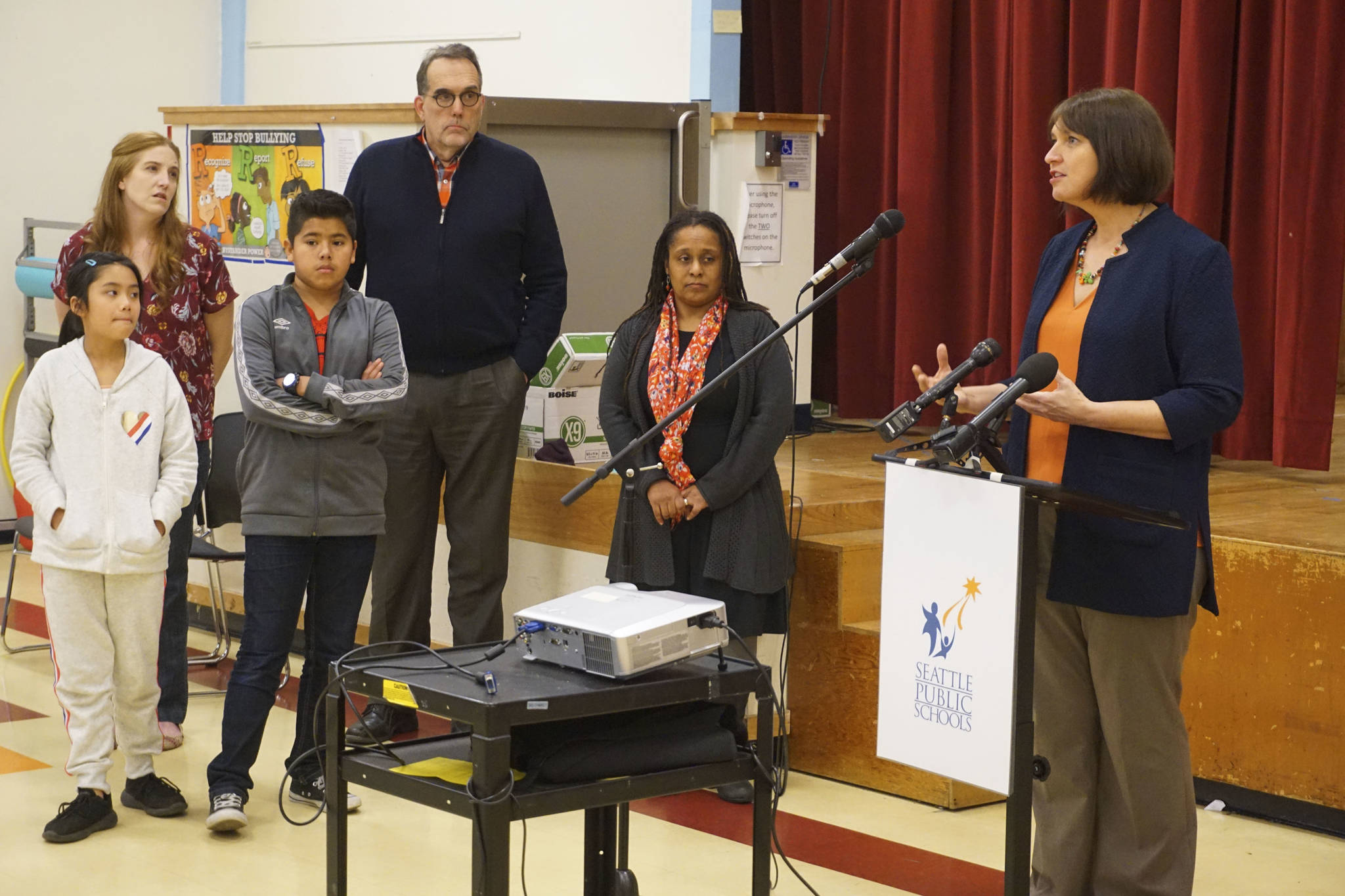 Seattle Public Schools Superintendent Denise Juneau speaks about the 2019 education levies at a Jan. 24 press conference at Northgate Elementary School. Photo by Melissa Hellmann