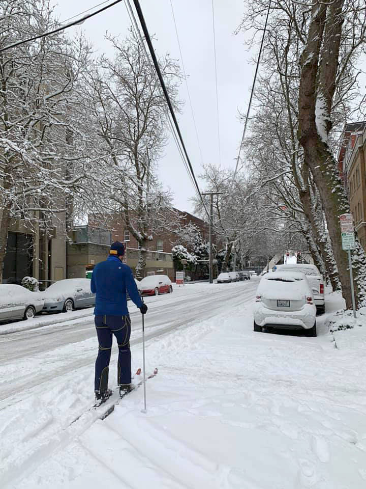 Skiing in Lower Queen Anne. Photo courtesy of Amie Clute-Nguyen