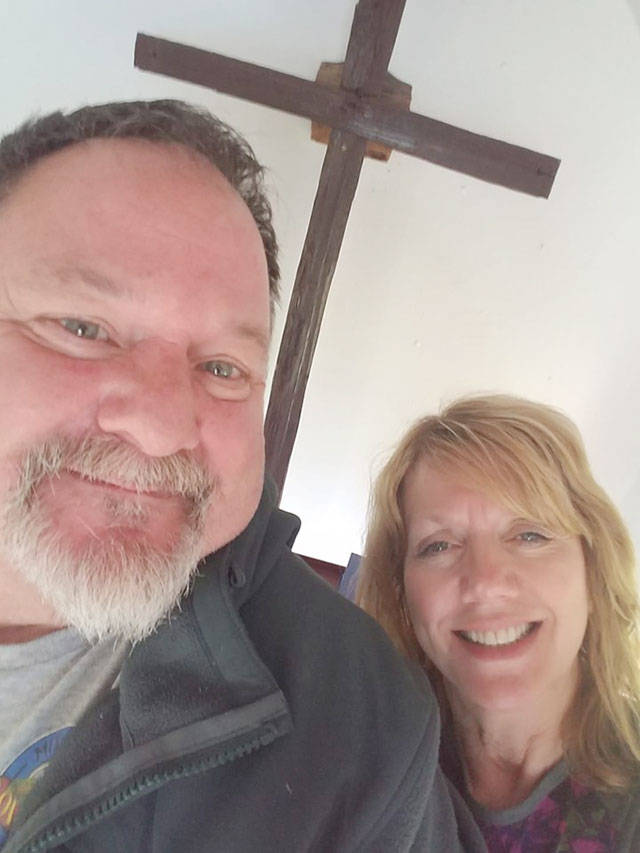 Theresa and Mike Bolyard of Granite Falls were married at the chapel on Nov. 29, 1980. They often stopped by over the years and recently returned for this selfie. (Submitted photo)