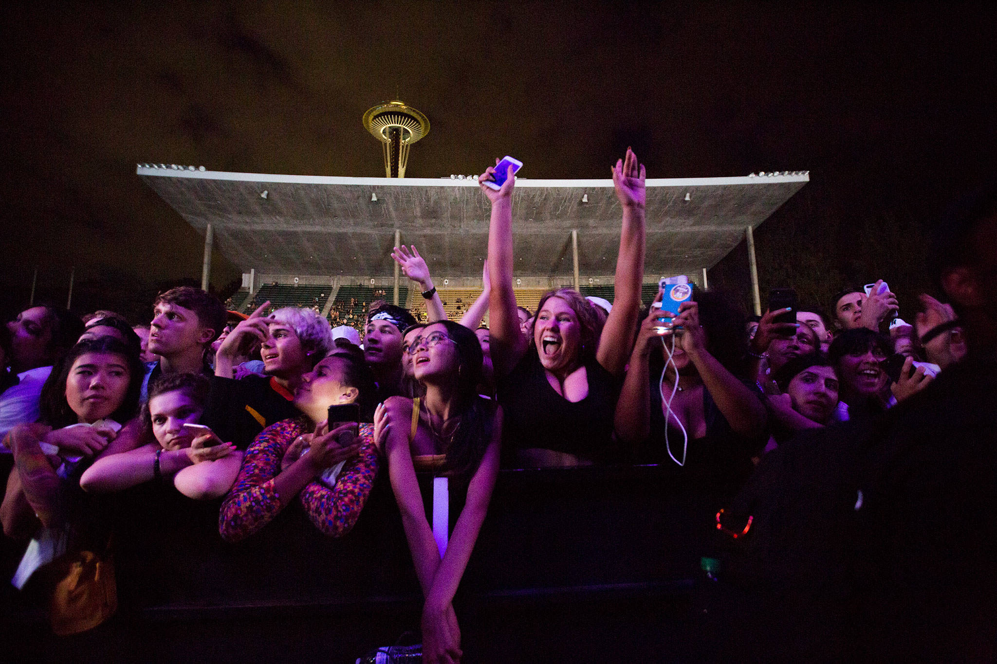 Fans scream as they see Tyler, The Creator take the stage at Bumbershoot Music & Arts Festival on Friday, Aug. 30, 2019 in Seattle, Wash. (Olivia Vanni / The Herald)