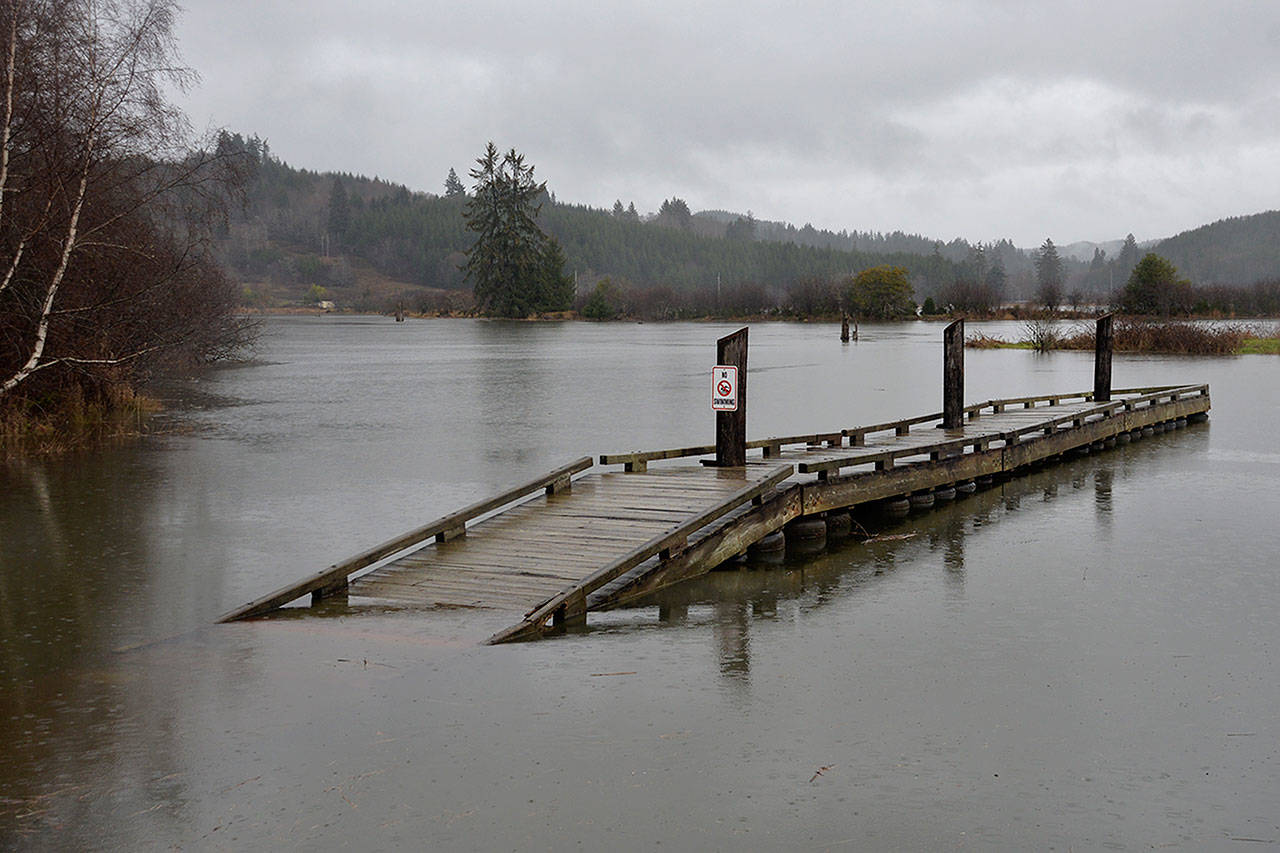 High tides, as seen in this file photo of Raymond’s Willapa Landing Park in Pacific County, could become the norm in the future due to sea level rise. Sound Publishing file photo