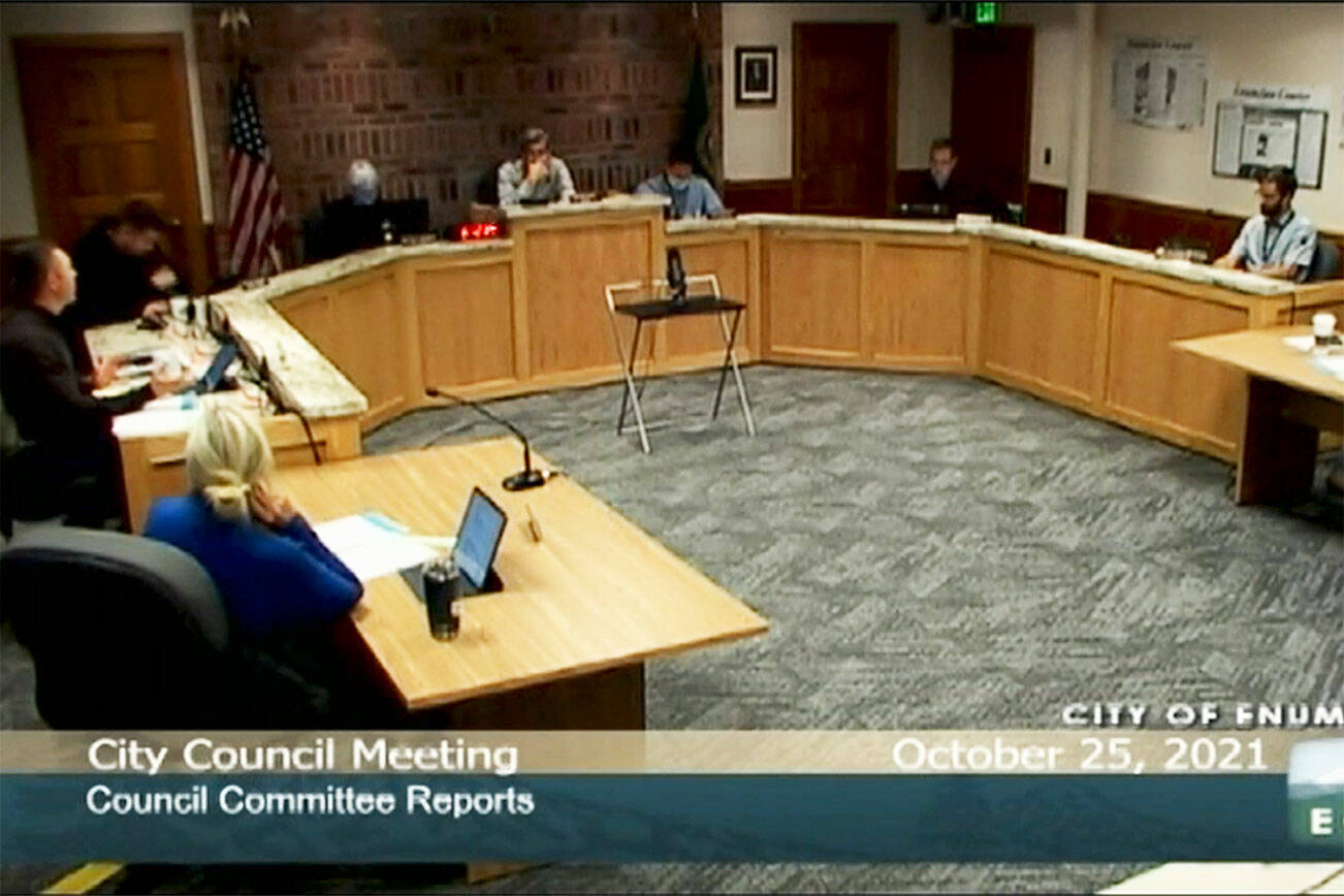The Enumclaw City Council Oct. 25 meeting. Screenshot