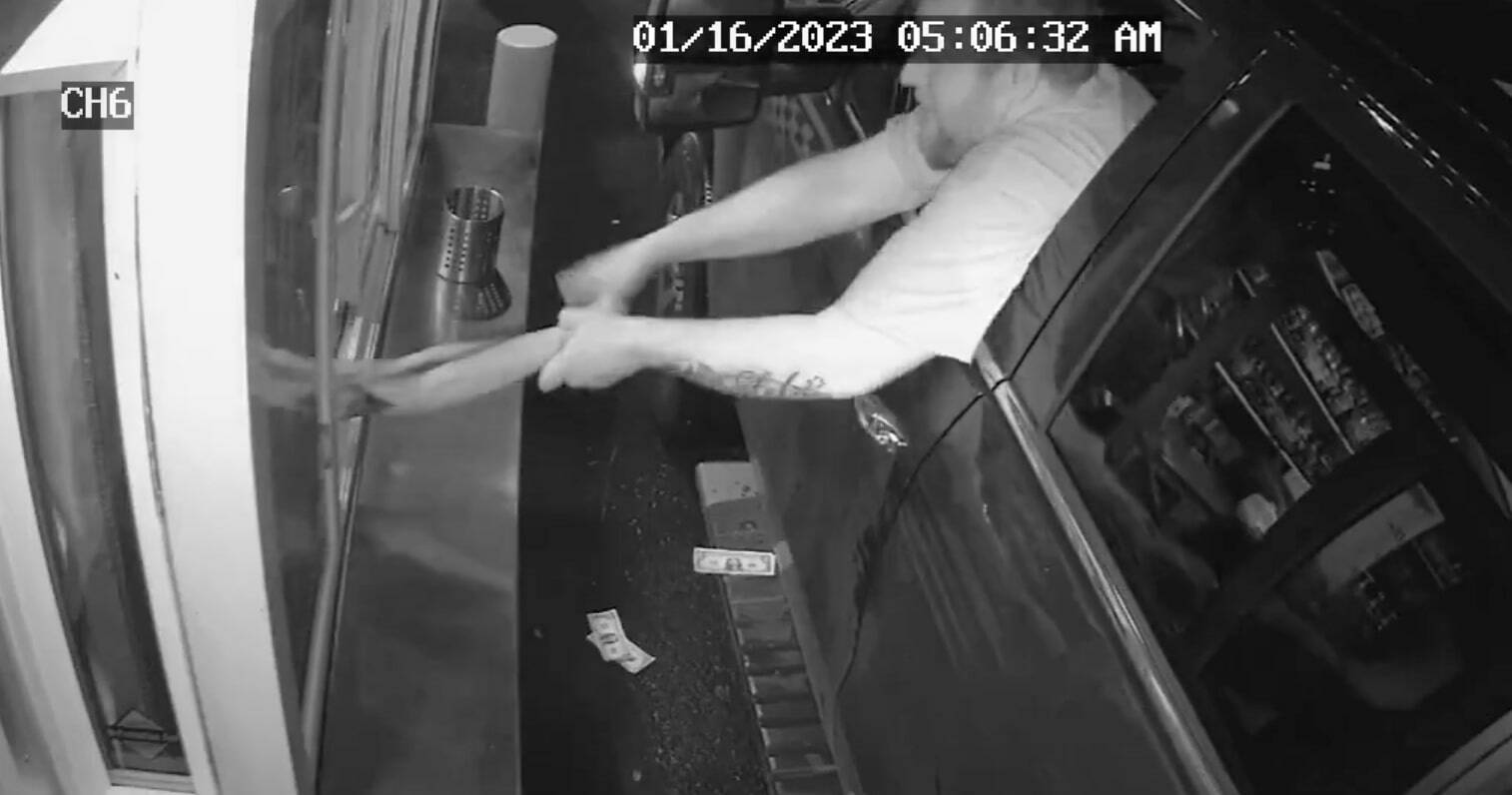 Screenshot from a video posted by the Auburn Police Department shows the suspect in the attempted kidnapping of an Auburn barista.